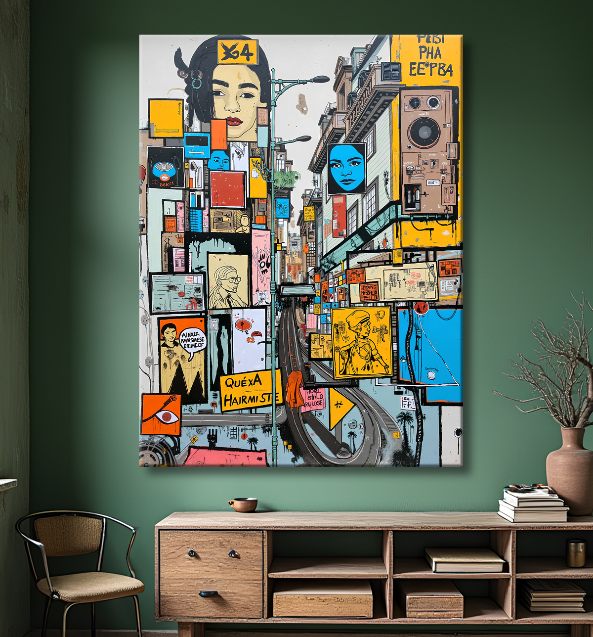 Tableau Street Art inspiration Basquiat avec decor