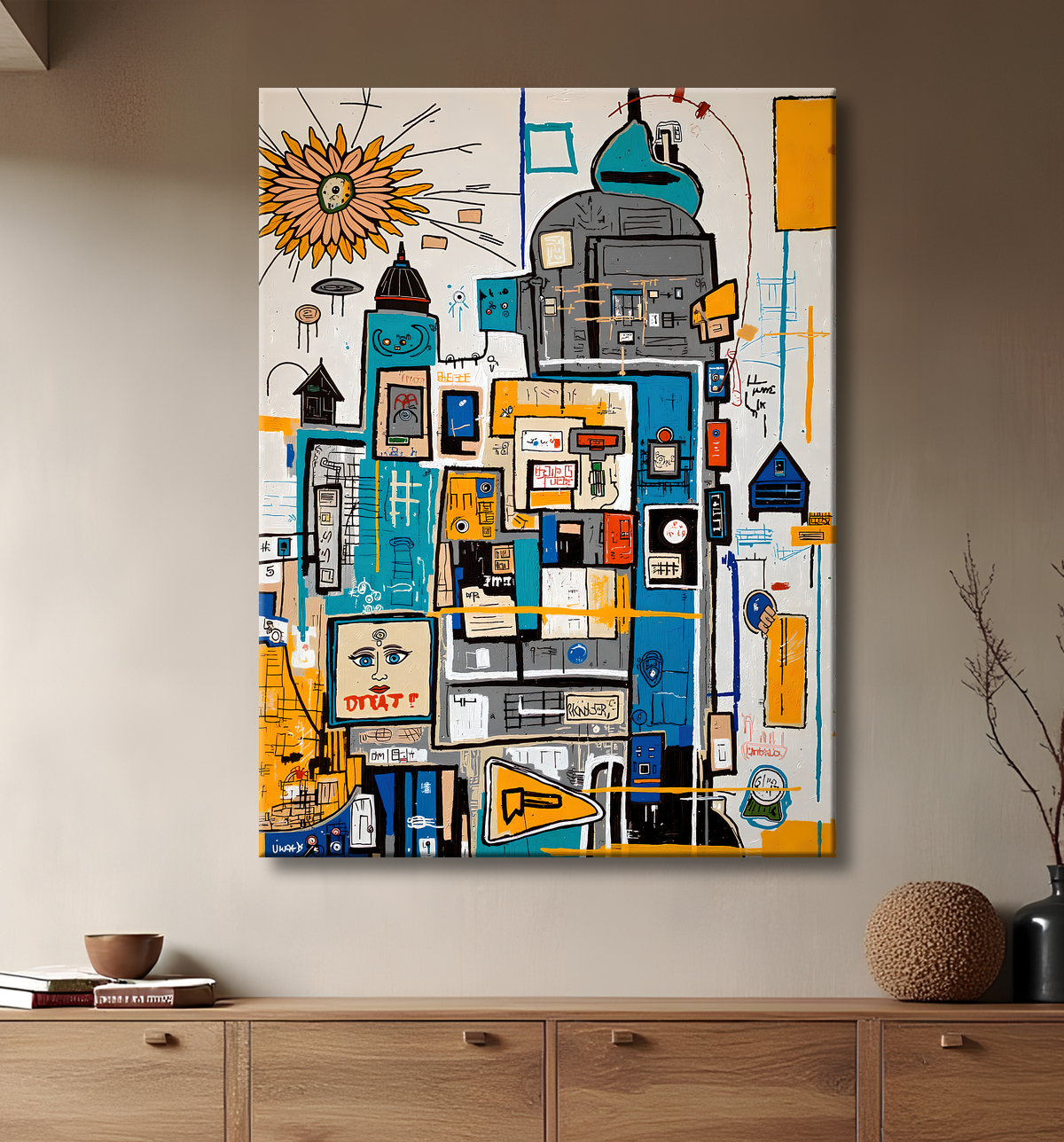 Tableau Street Art inspiration Basquiat avec decor