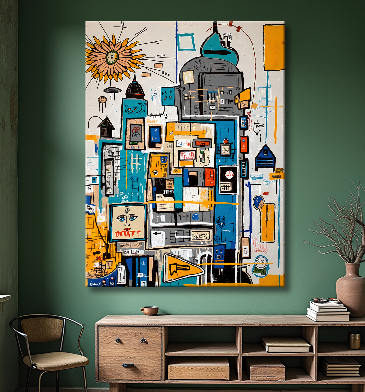 Tableau Street Art inspiration Basquiat avec decor