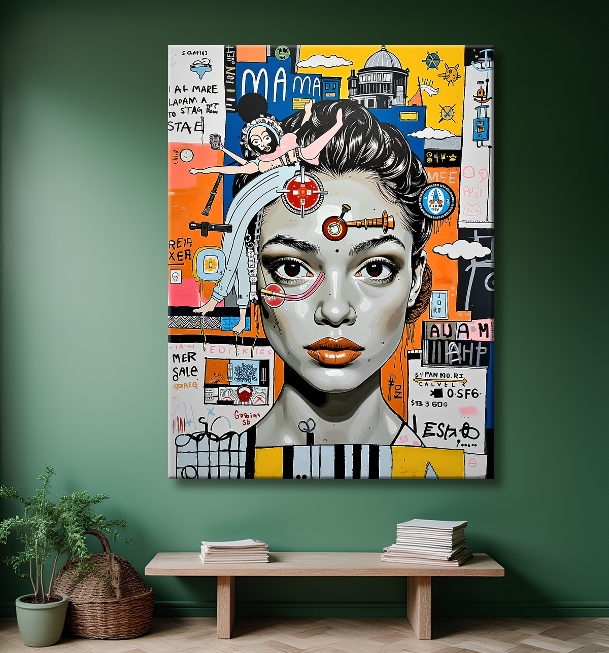 Tableau Street Art inspiration Basquiat avec decor