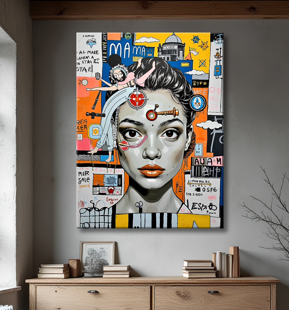 Tableau Street Art inspiration Basquiat avec decor