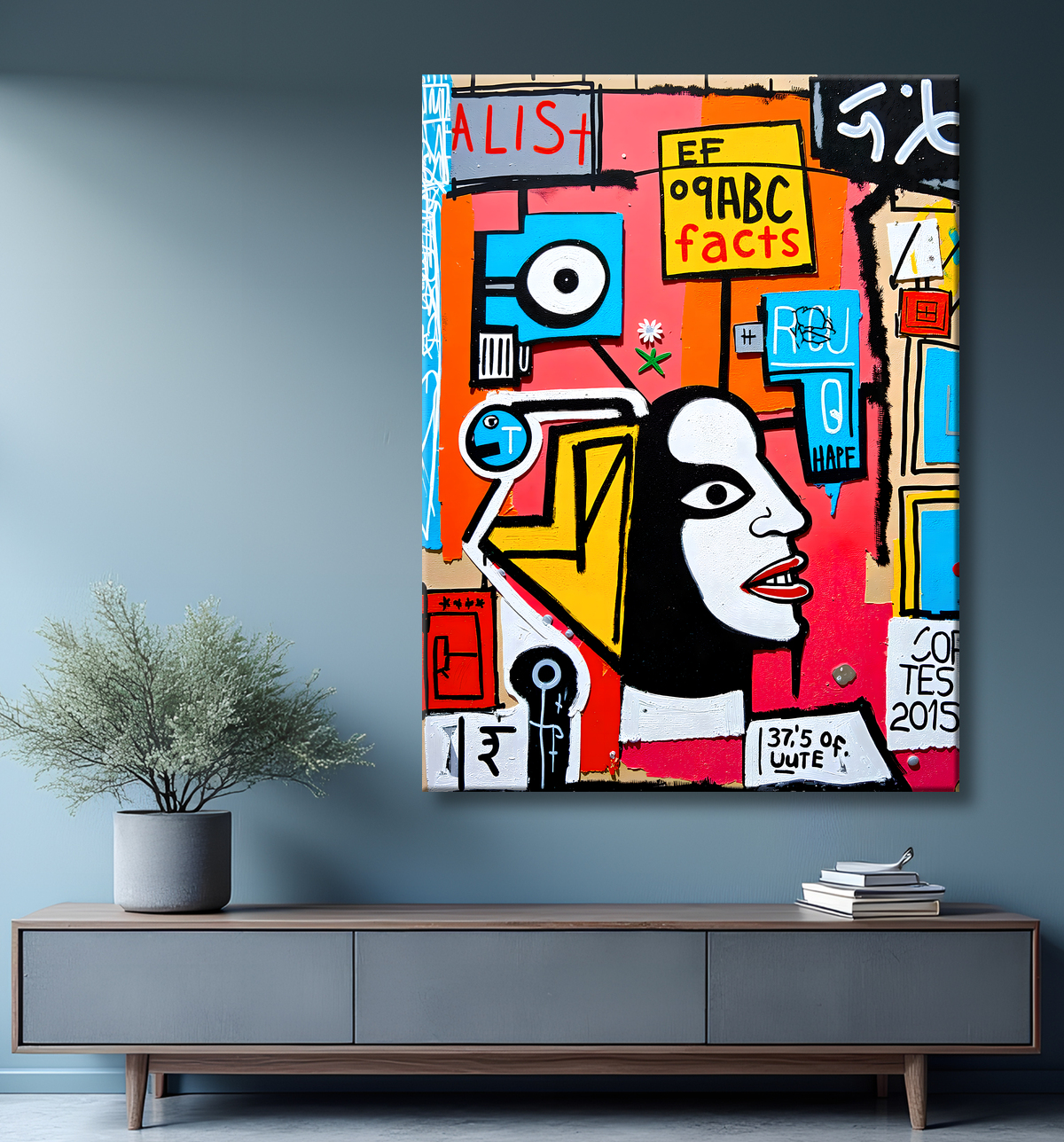 Tableau Street Art inspiration Basquiat avec decor