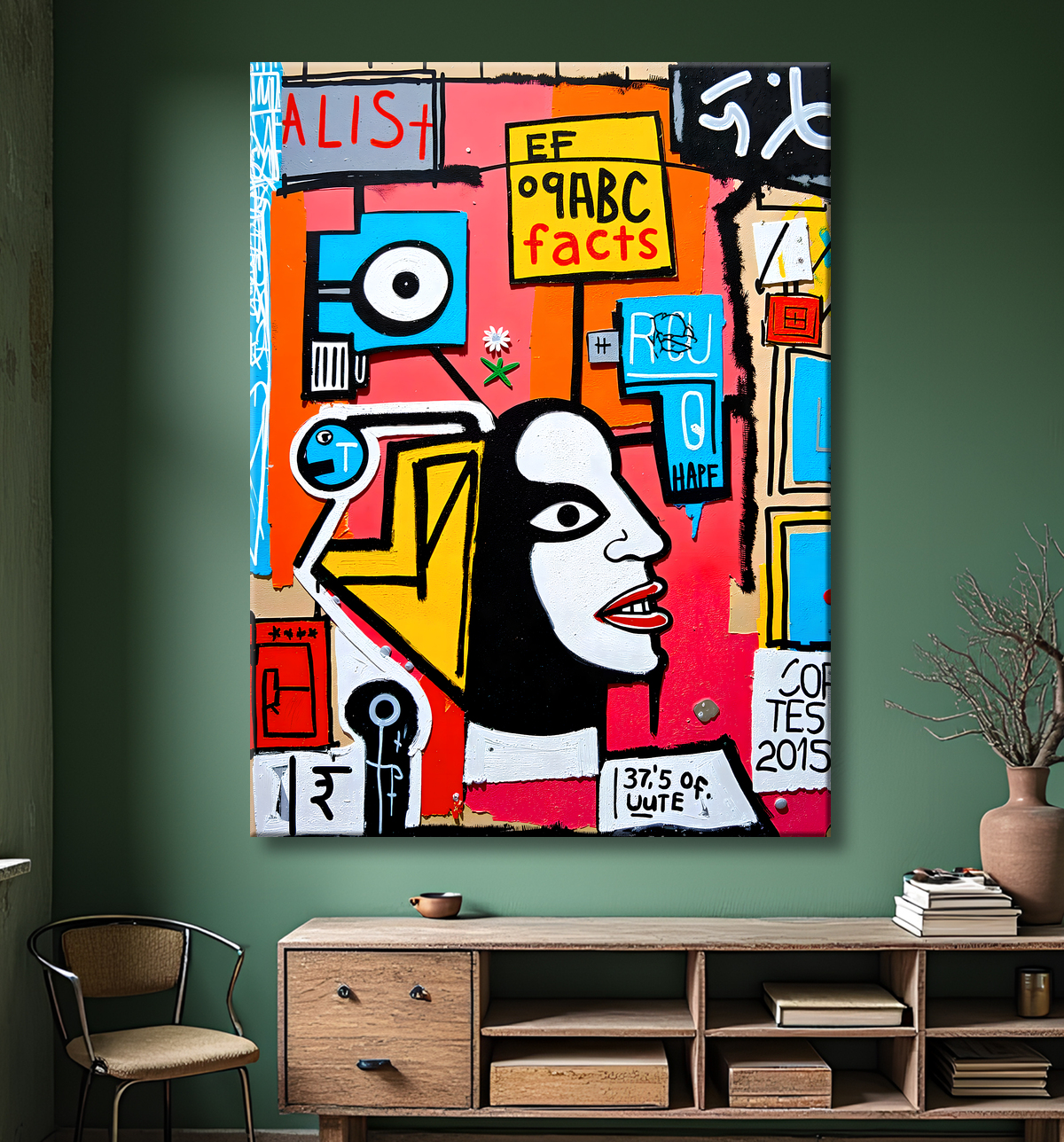 Tableau Street Art inspiration Basquiat avec decor