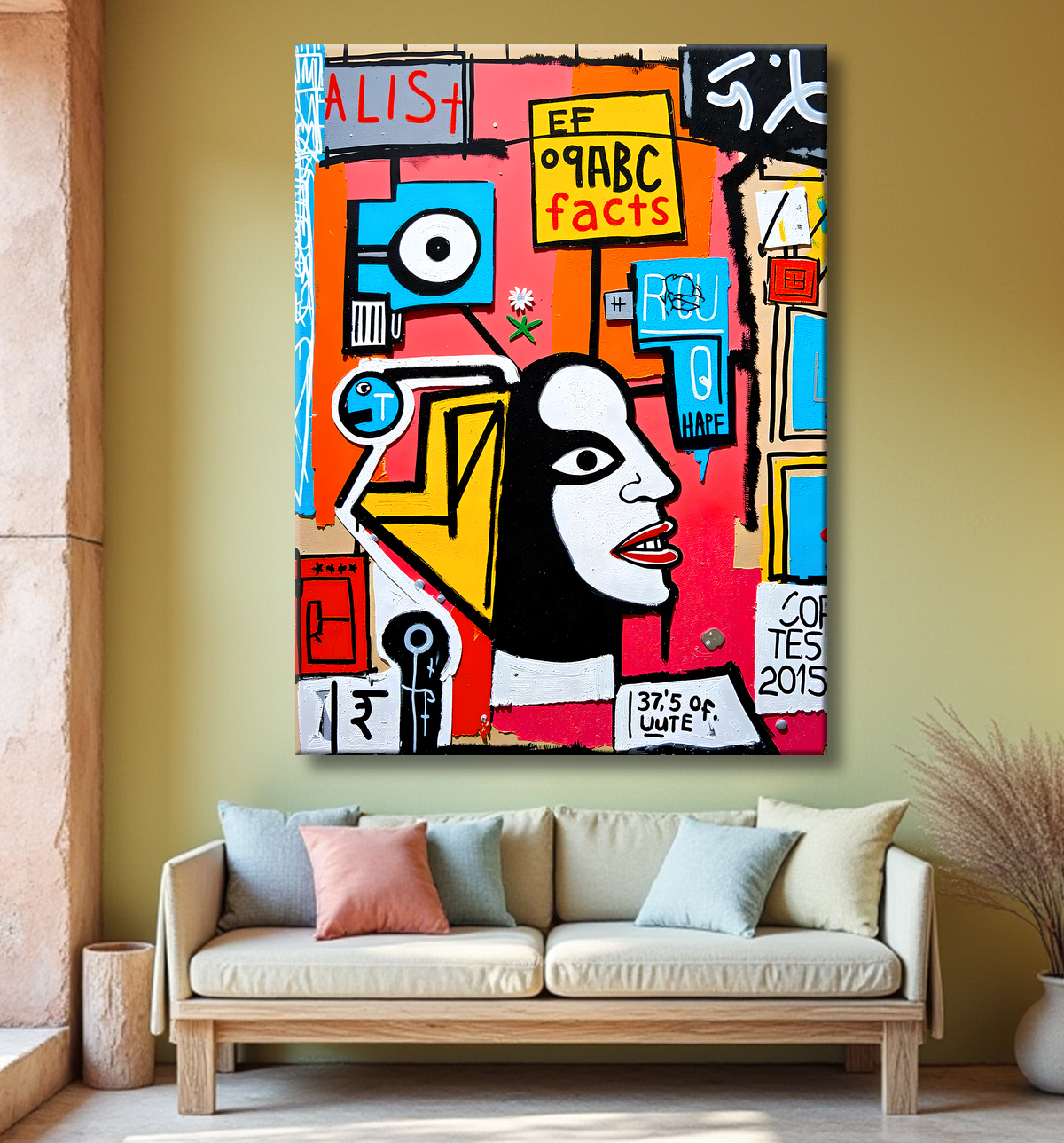 Tableau Street Art inspiration Basquiat avec decor
