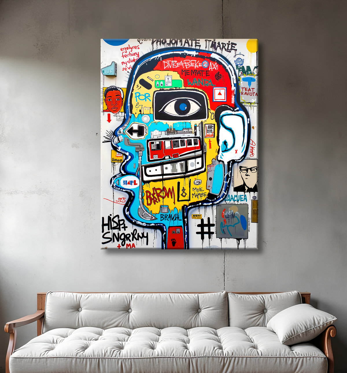 Tableau Street Art inspiration Basquiat avec decor