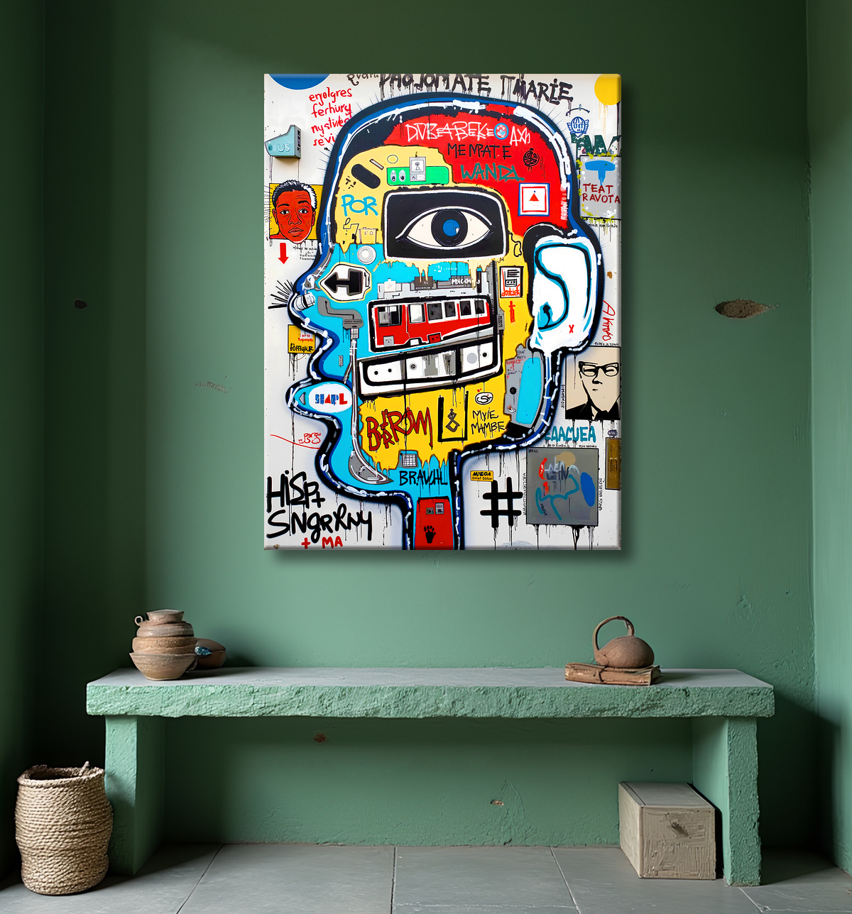Tableau Street Art inspiration Basquiat avec decor