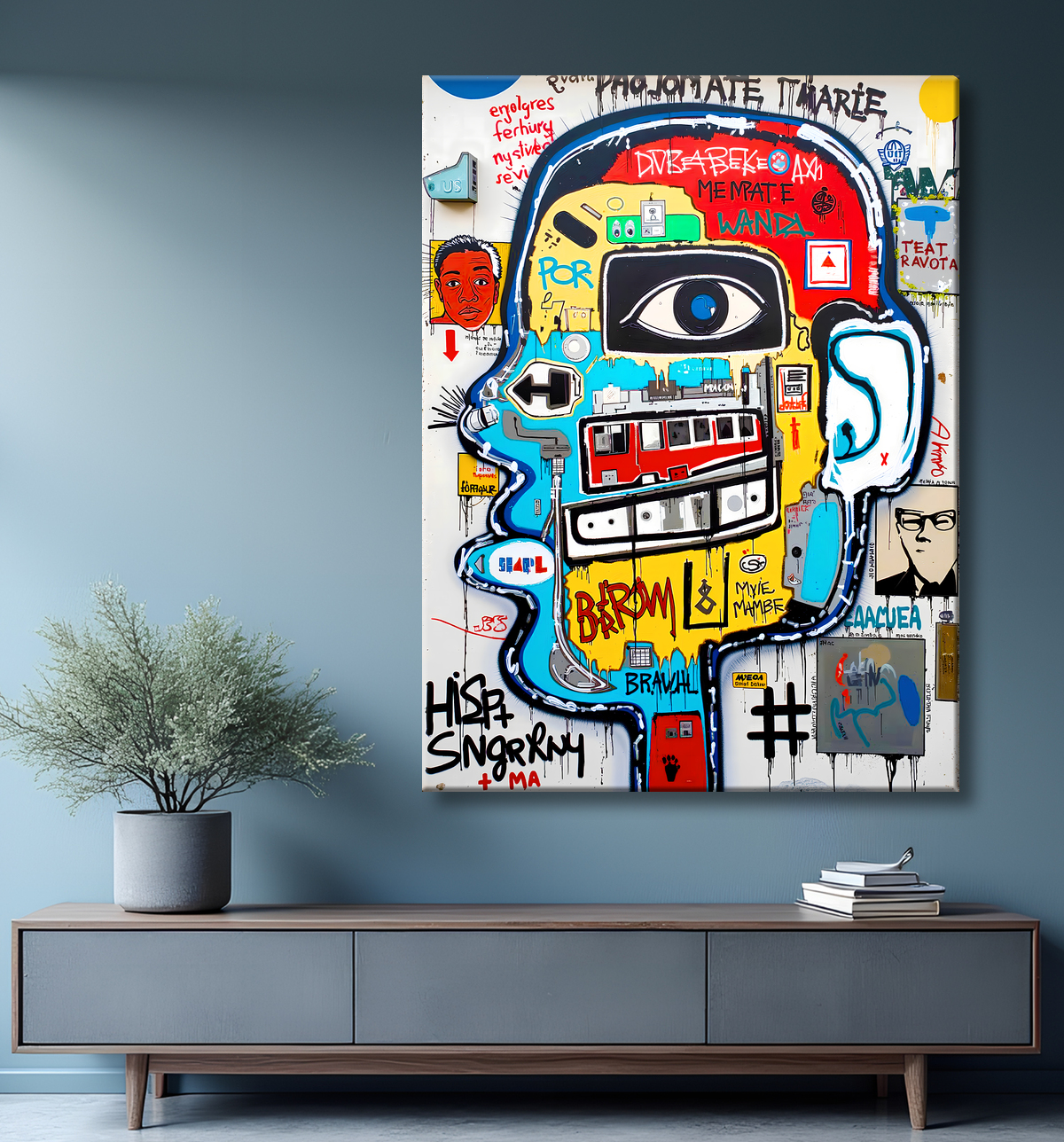 Tableau Street Art inspiration Basquiat avec decor