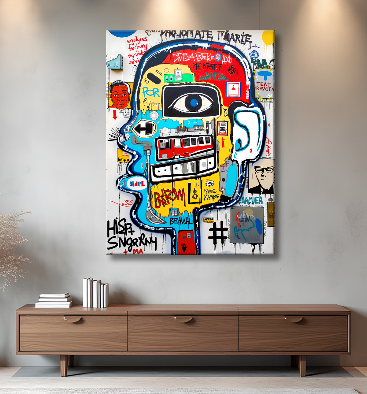 Tableau Street Art inspiration Basquiat avec decor