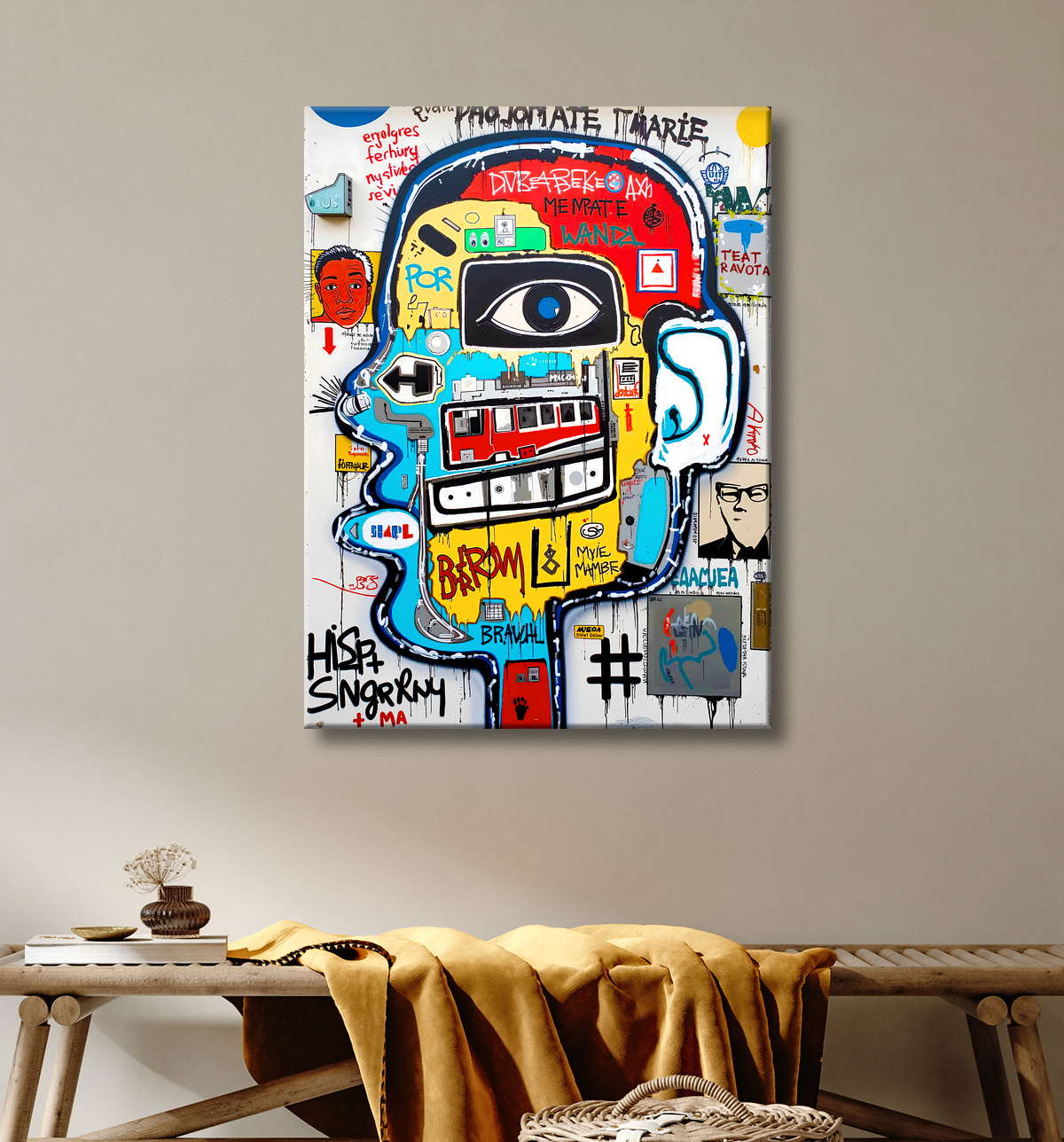 Tableau Street Art inspiration Basquiat avec decor