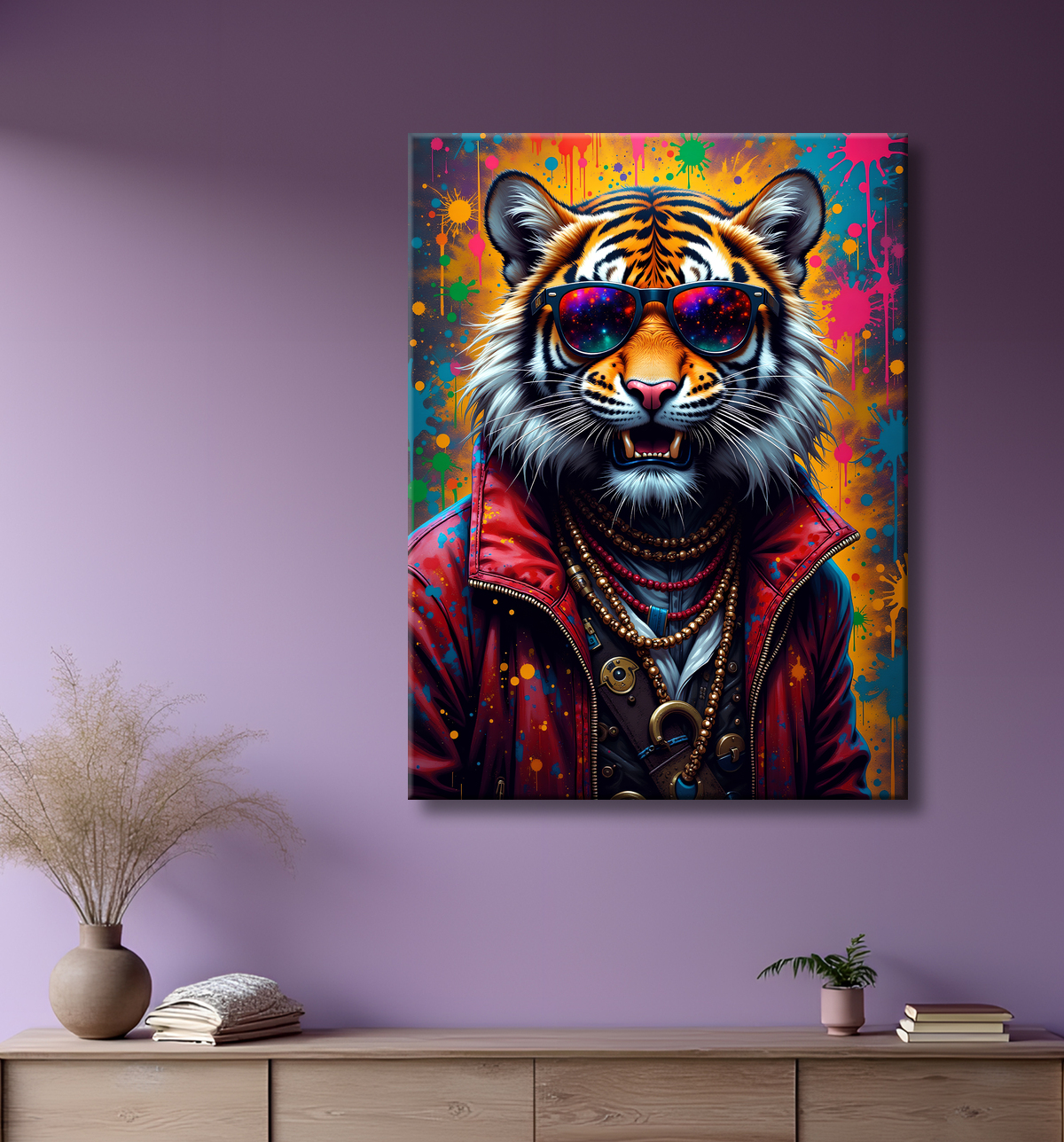 Tableau tigre graffiti - Décoration murale ultra colorée et graphique avec decor