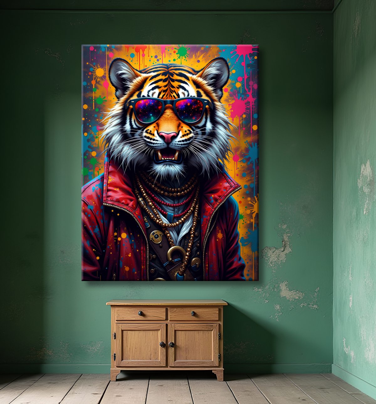 Tableau tigre graffiti - Décoration murale ultra colorée et graphique avec decor