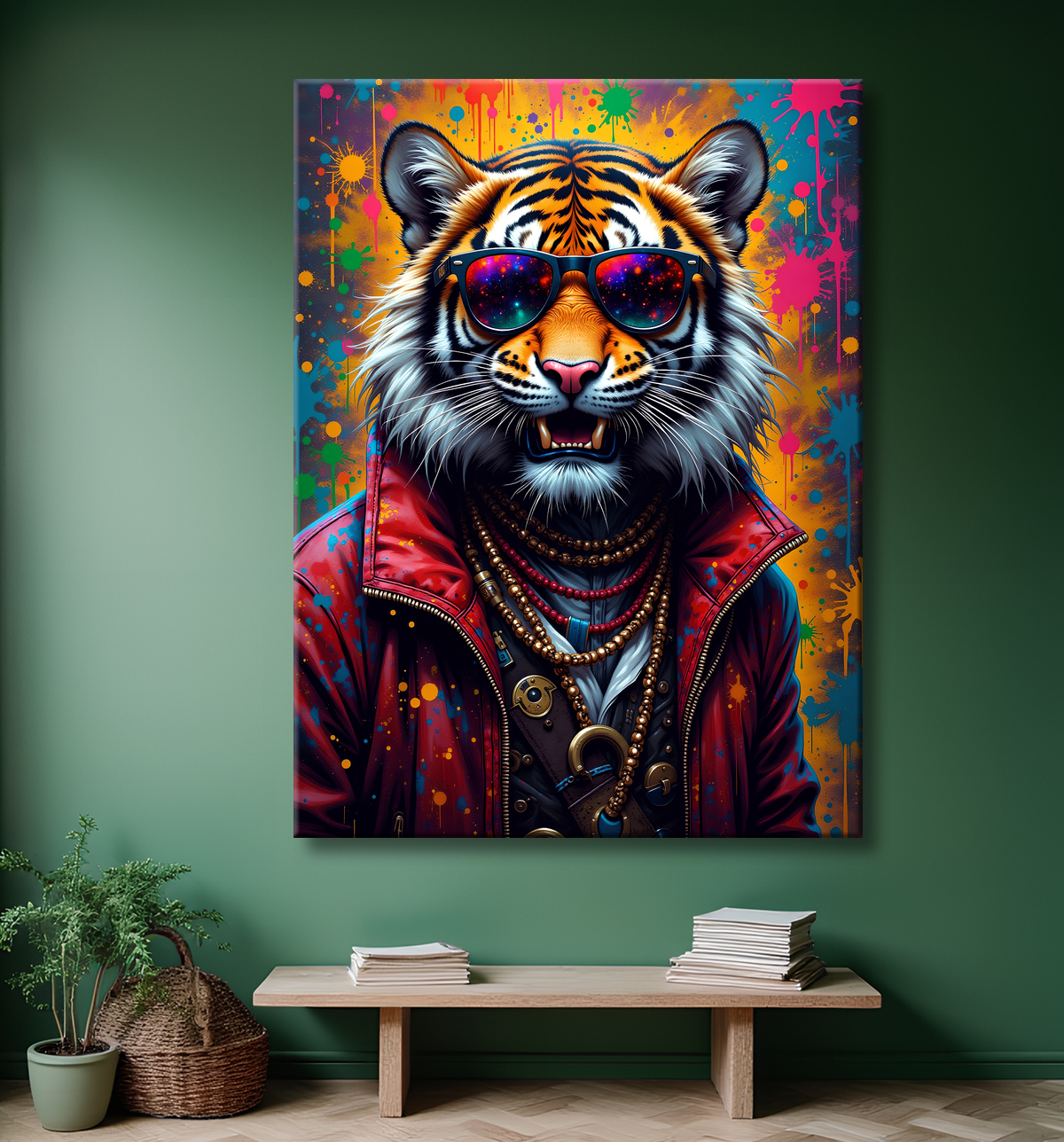 Tableau tigre graffiti - Décoration murale ultra colorée et graphique avec decor