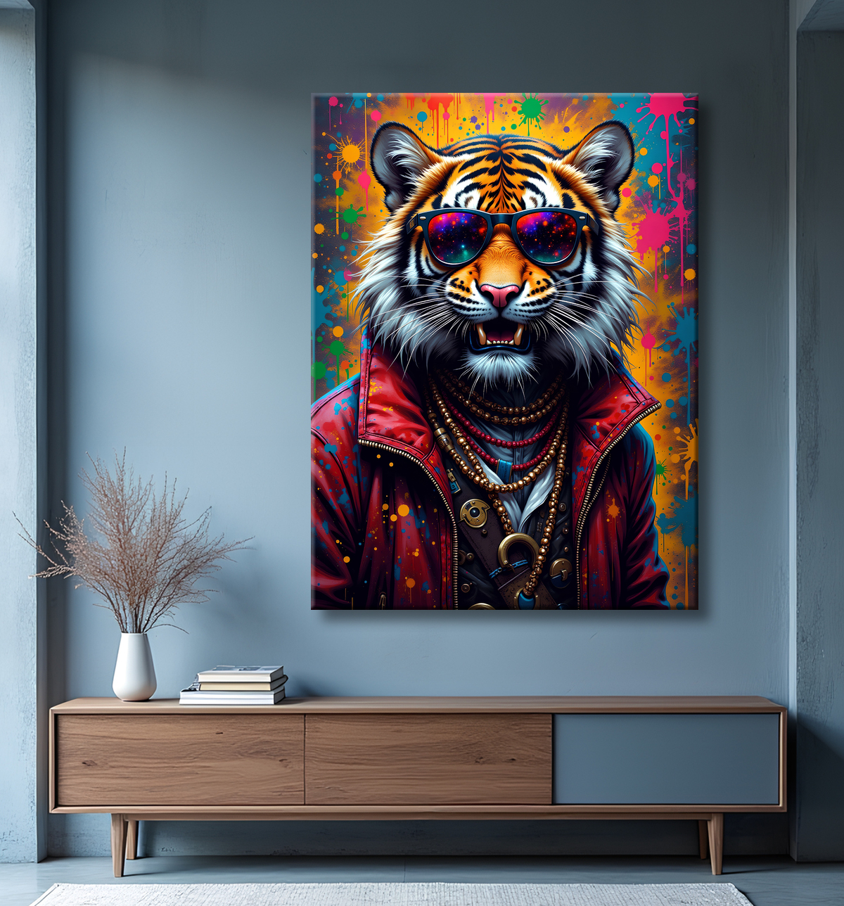 Tableau tigre graffiti - Décoration murale ultra colorée et graphique avec decor