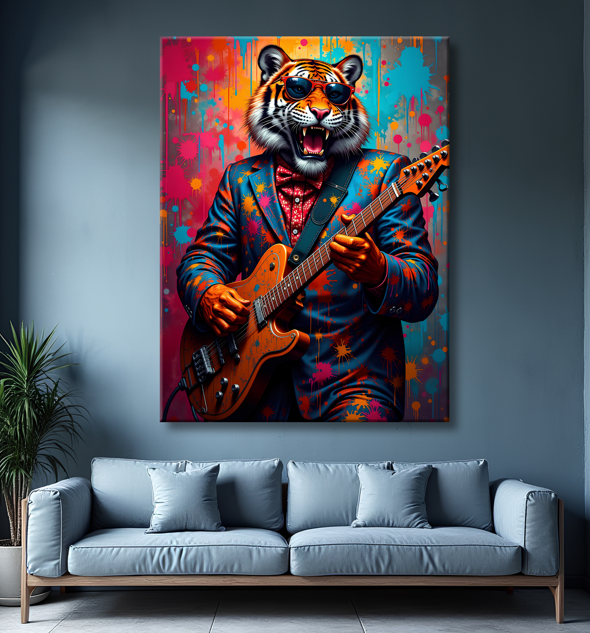 Tableau tigre graffiti - Décoration murale ultra colorée et graphique avec decor