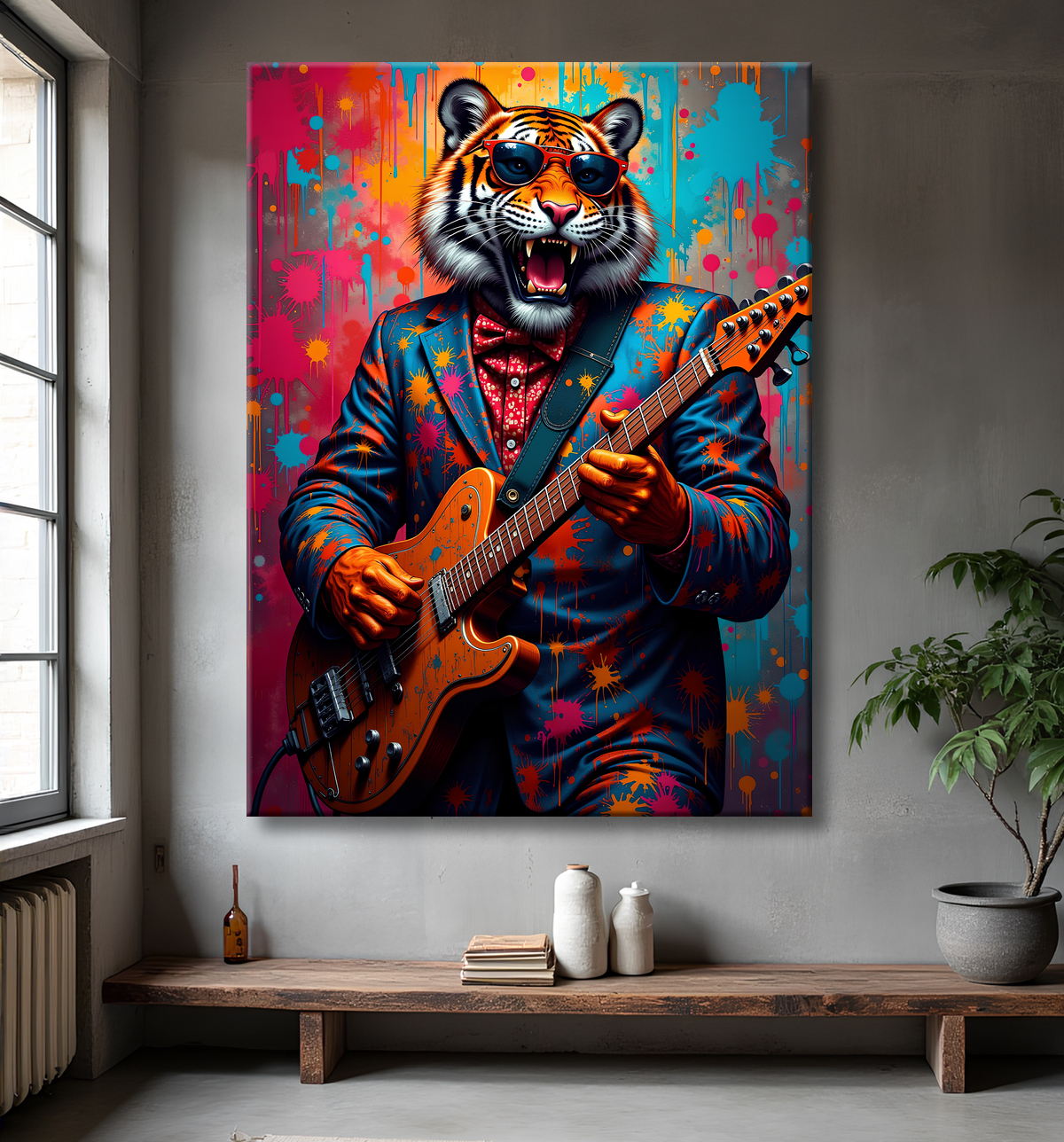 Tableau tigre graffiti - Décoration murale ultra colorée et graphique avec decor