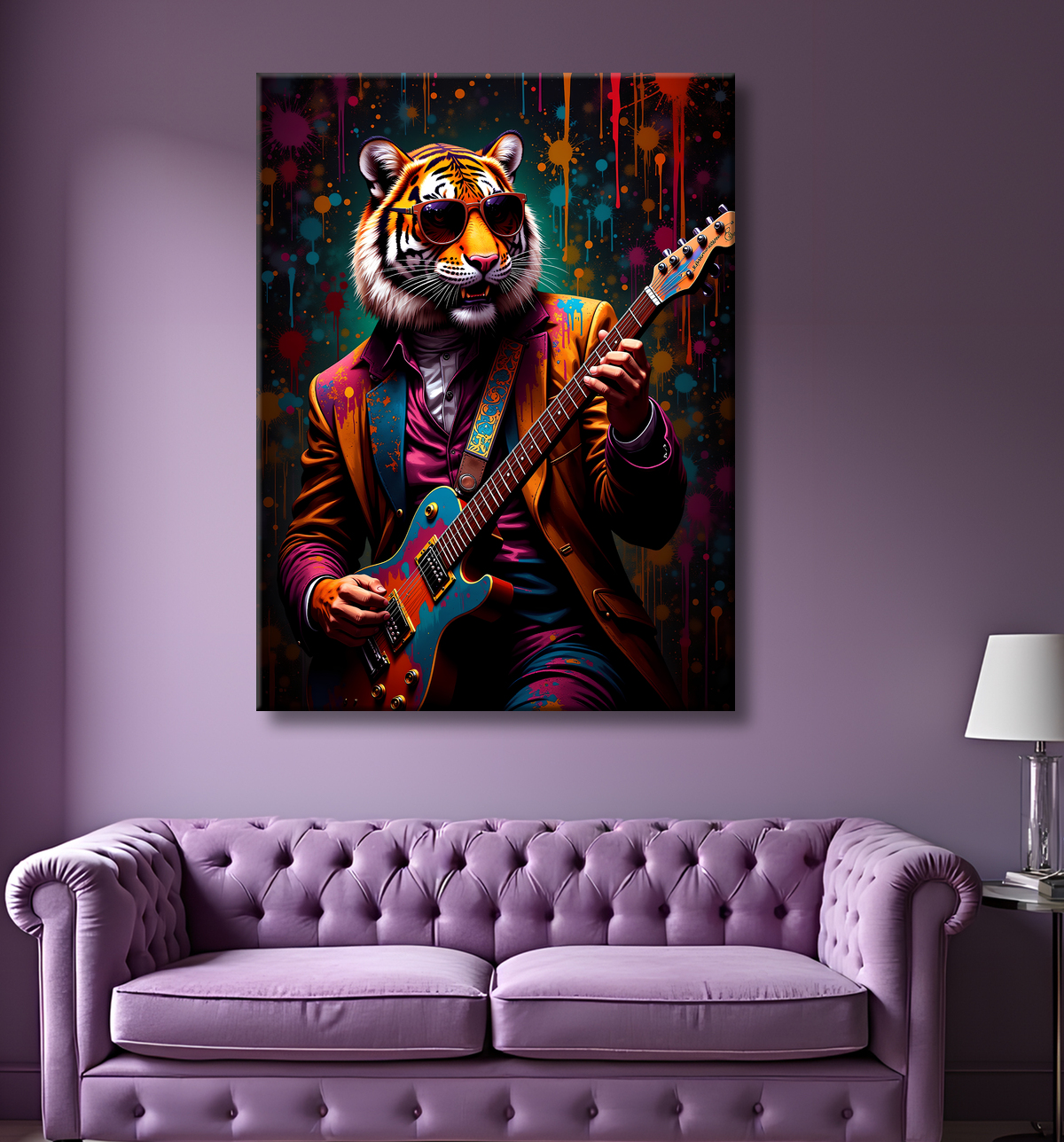 Tableau tigre graffiti - Décoration murale ultra colorée et graphique avec decor