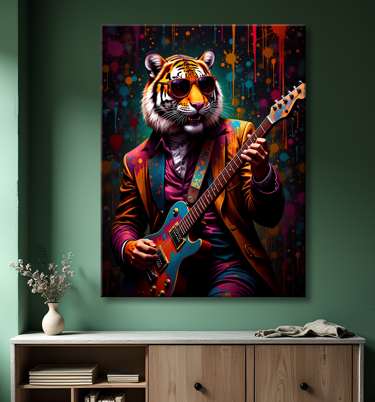 Tableau tigre graffiti - Décoration murale ultra colorée et graphique avec decor