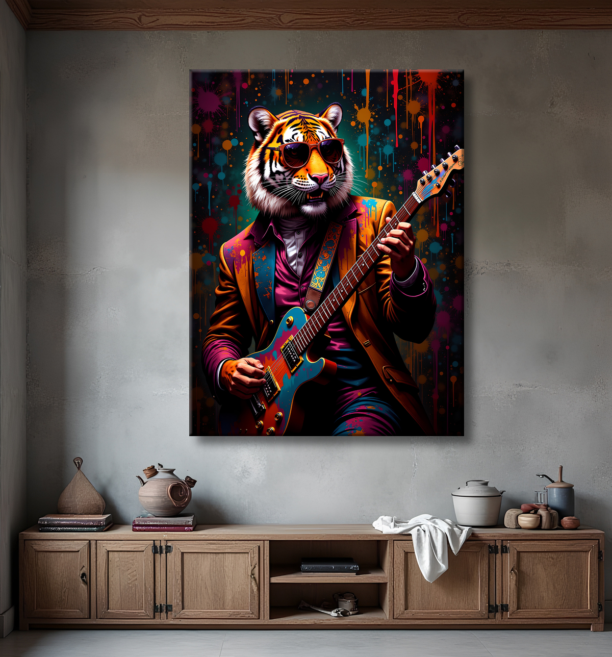 Tableau tigre graffiti - Décoration murale ultra colorée et graphique avec decor