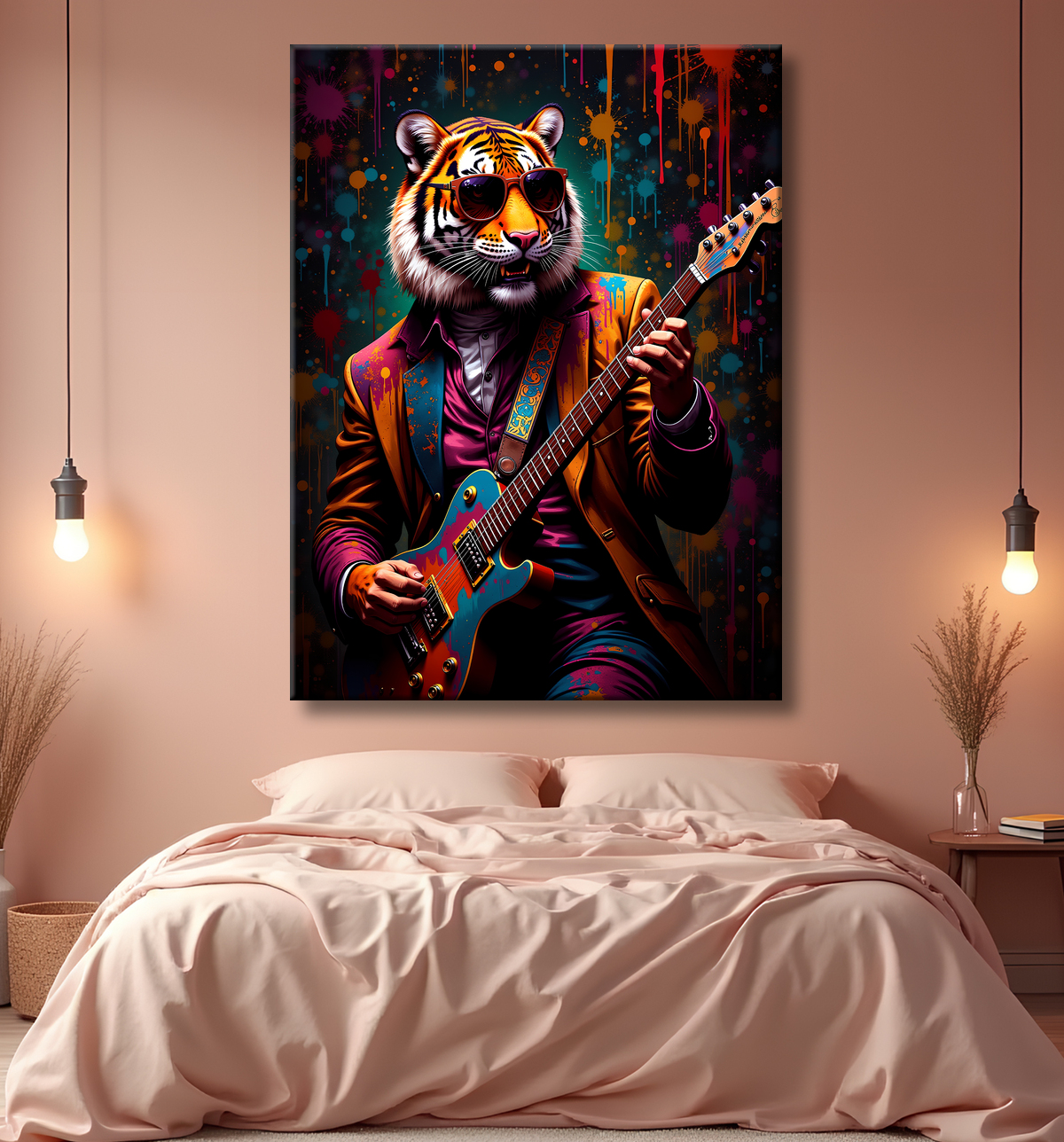 Tableau tigre graffiti - Décoration murale ultra colorée et graphique avec decor