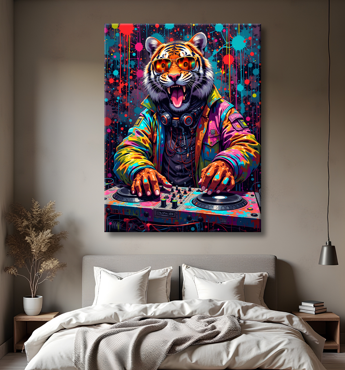 Tableau tigre graffiti - Décoration murale ultra colorée et graphique avec decor