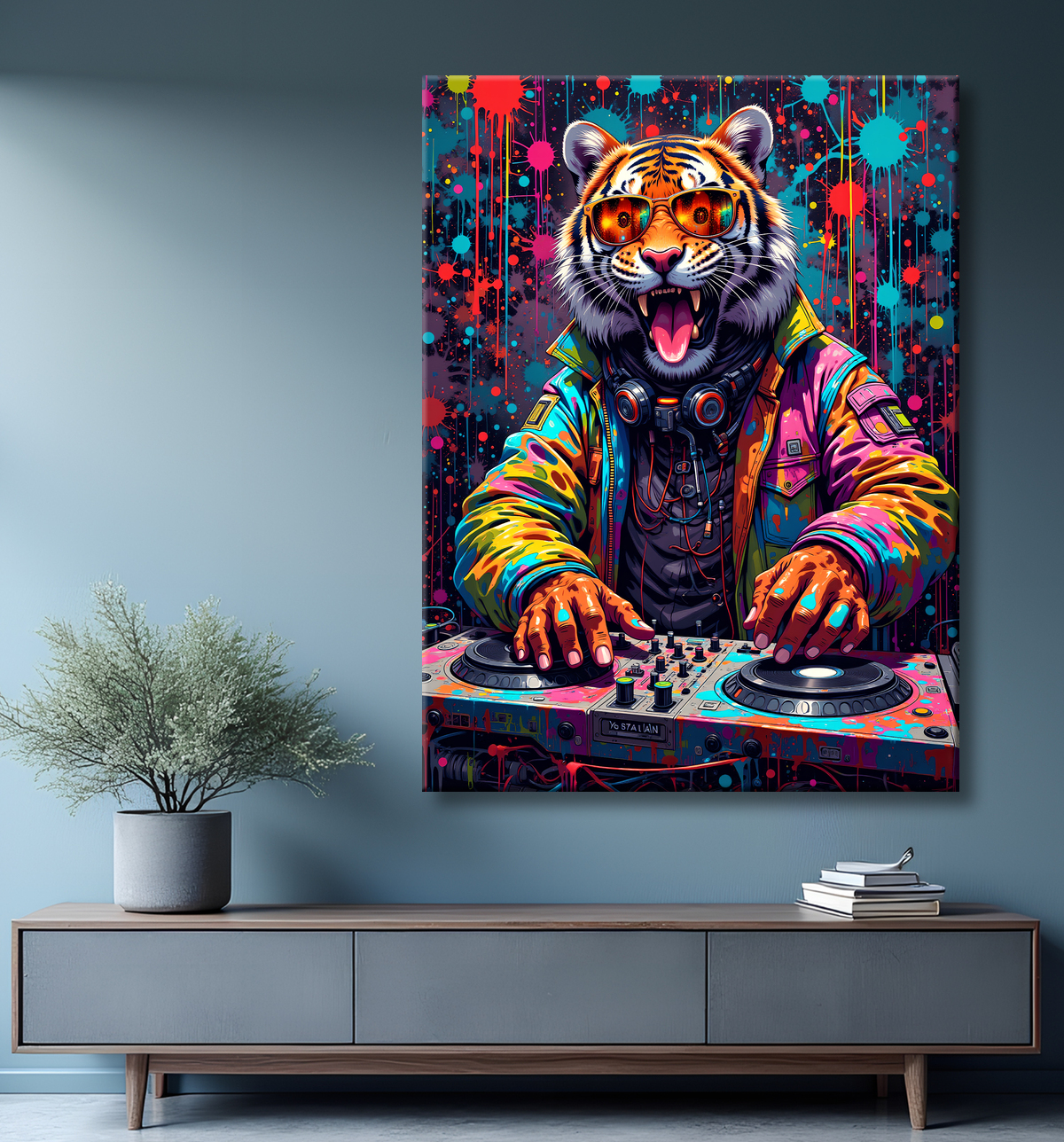 Tableau tigre graffiti - Décoration murale ultra colorée et graphique avec decor