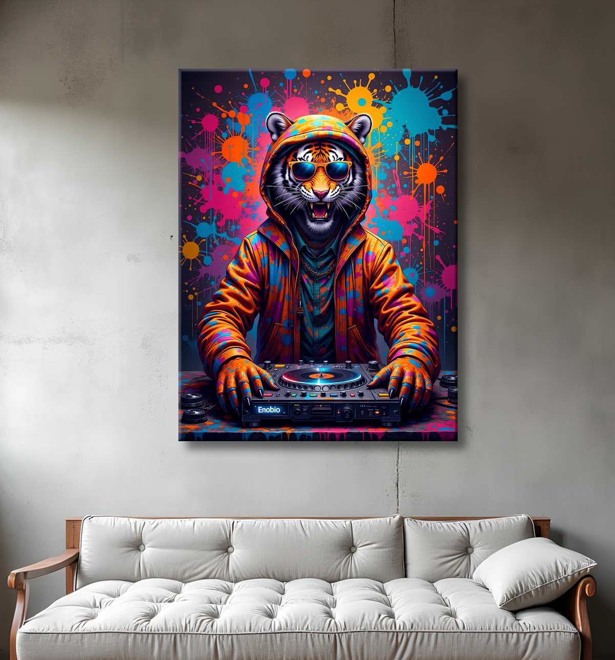 Tableau tigre graffiti - Décoration murale ultra colorée et graphique avec decor