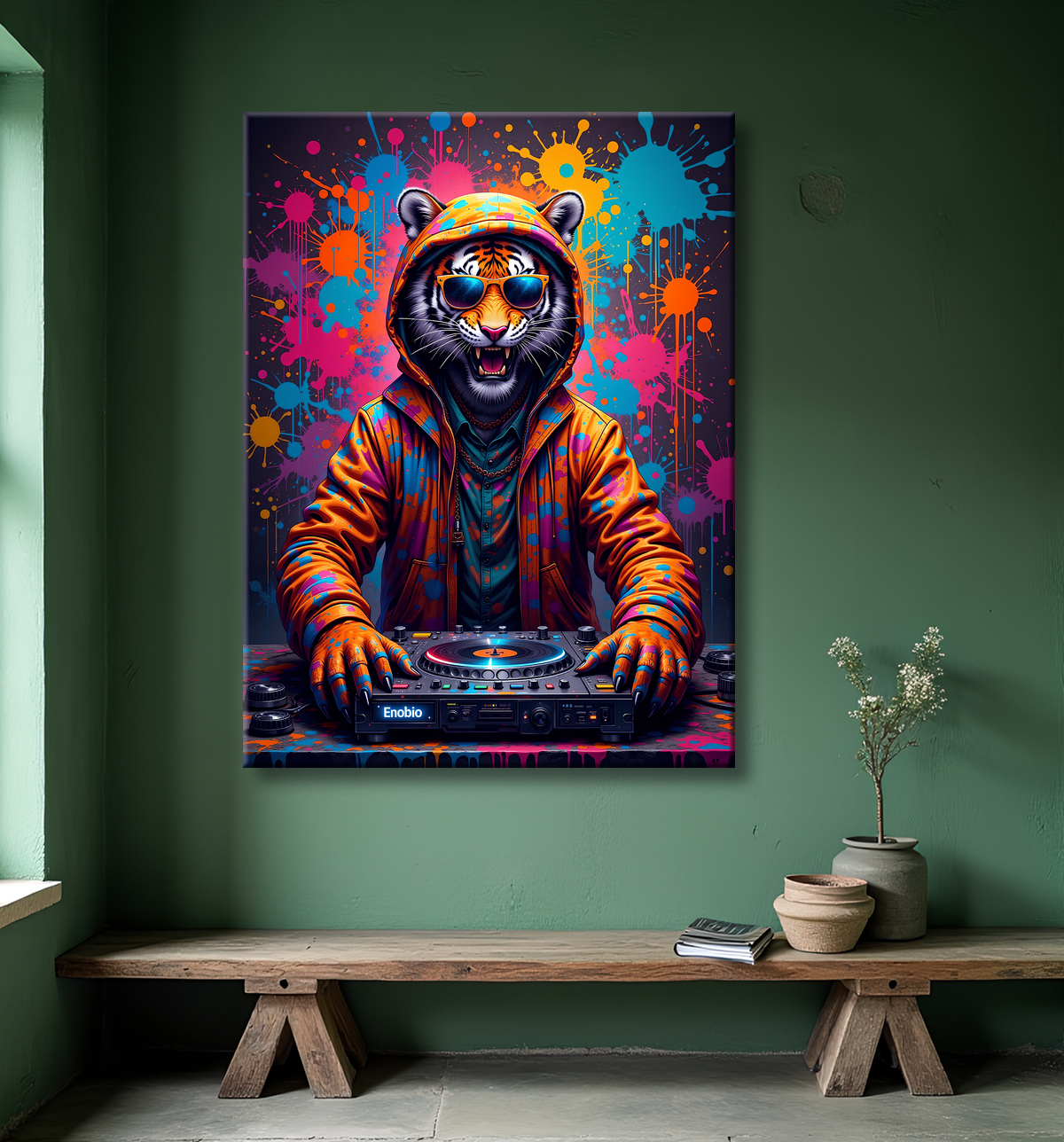 Tableau tigre graffiti - Décoration murale ultra colorée et graphique avec decor