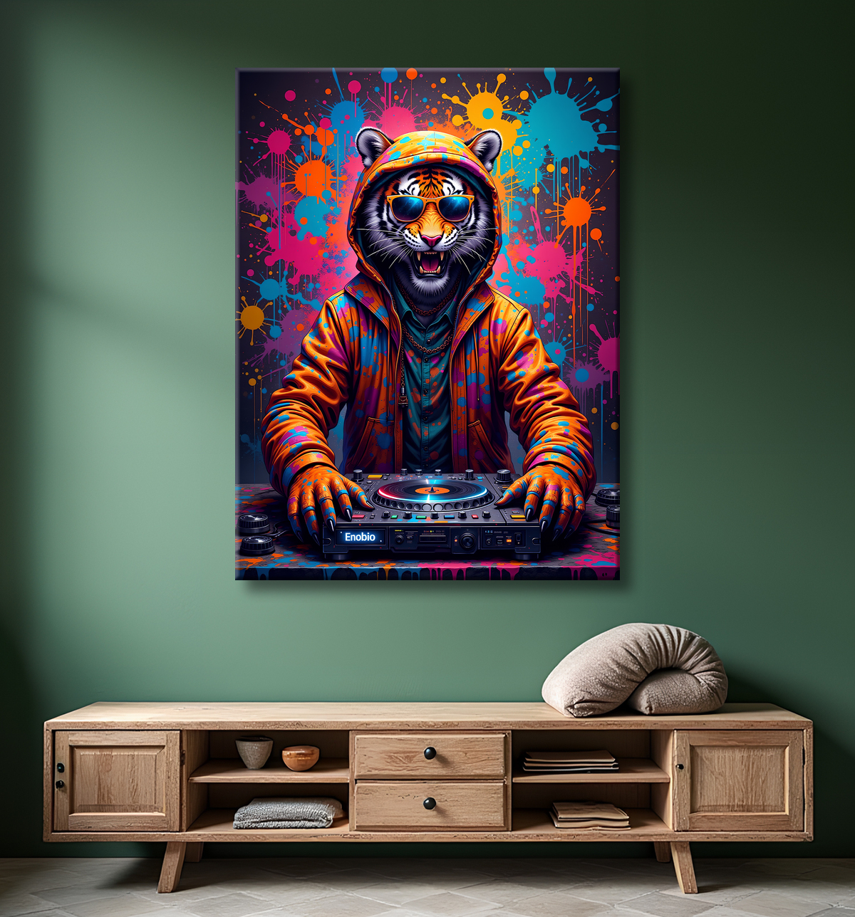Tableau tigre graffiti - Décoration murale ultra colorée et graphique avec decor
