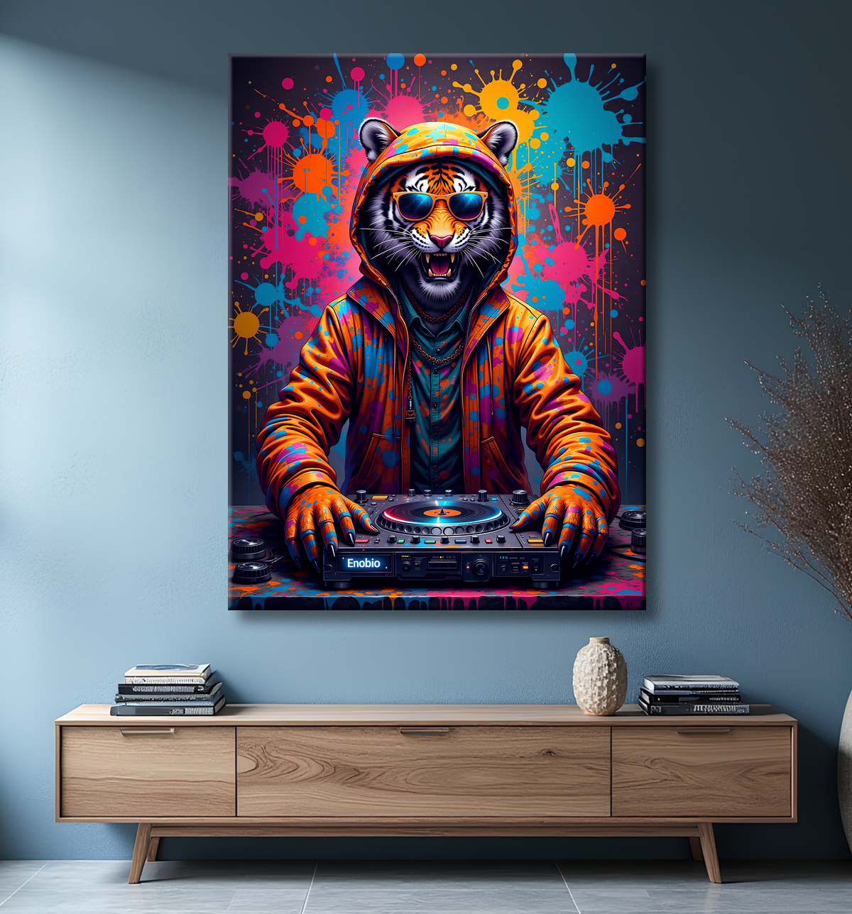 Tableau tigre graffiti - Décoration murale ultra colorée et graphique avec decor