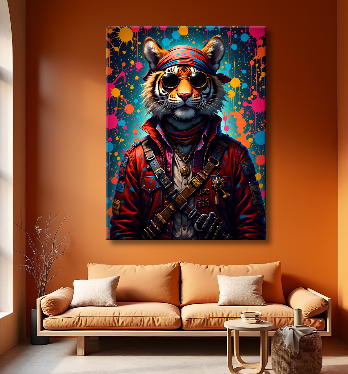 Tableau tigre graffiti - Décoration murale ultra colorée et graphique avec decor