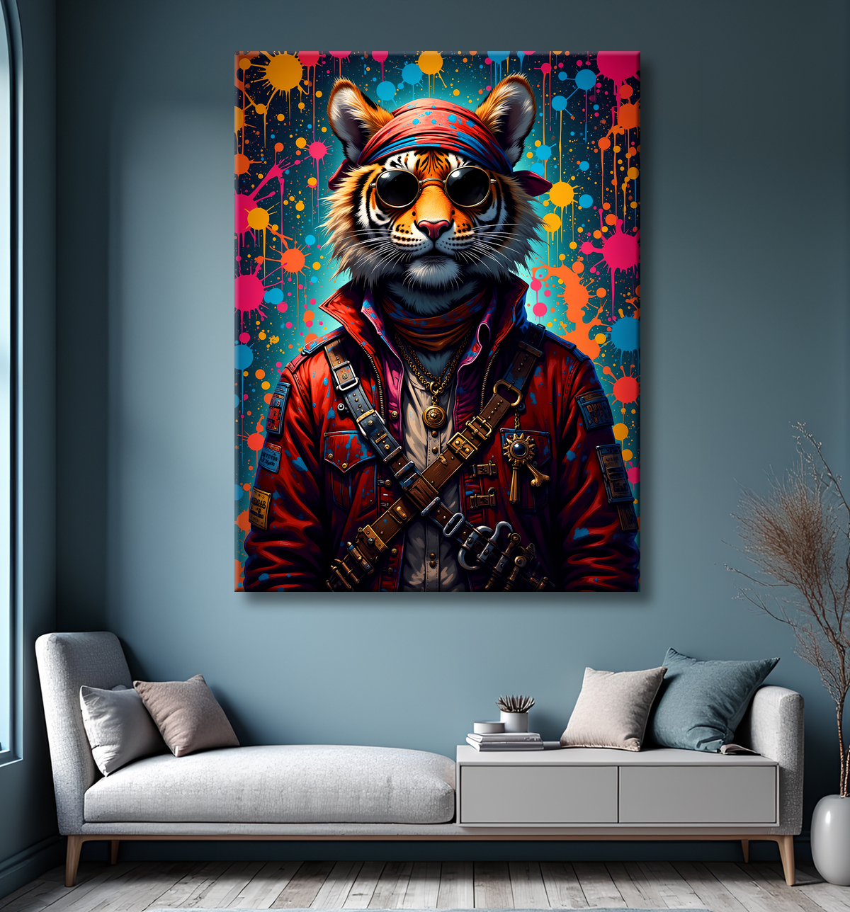 Tableau tigre graffiti - Décoration murale ultra colorée et graphique avec decor