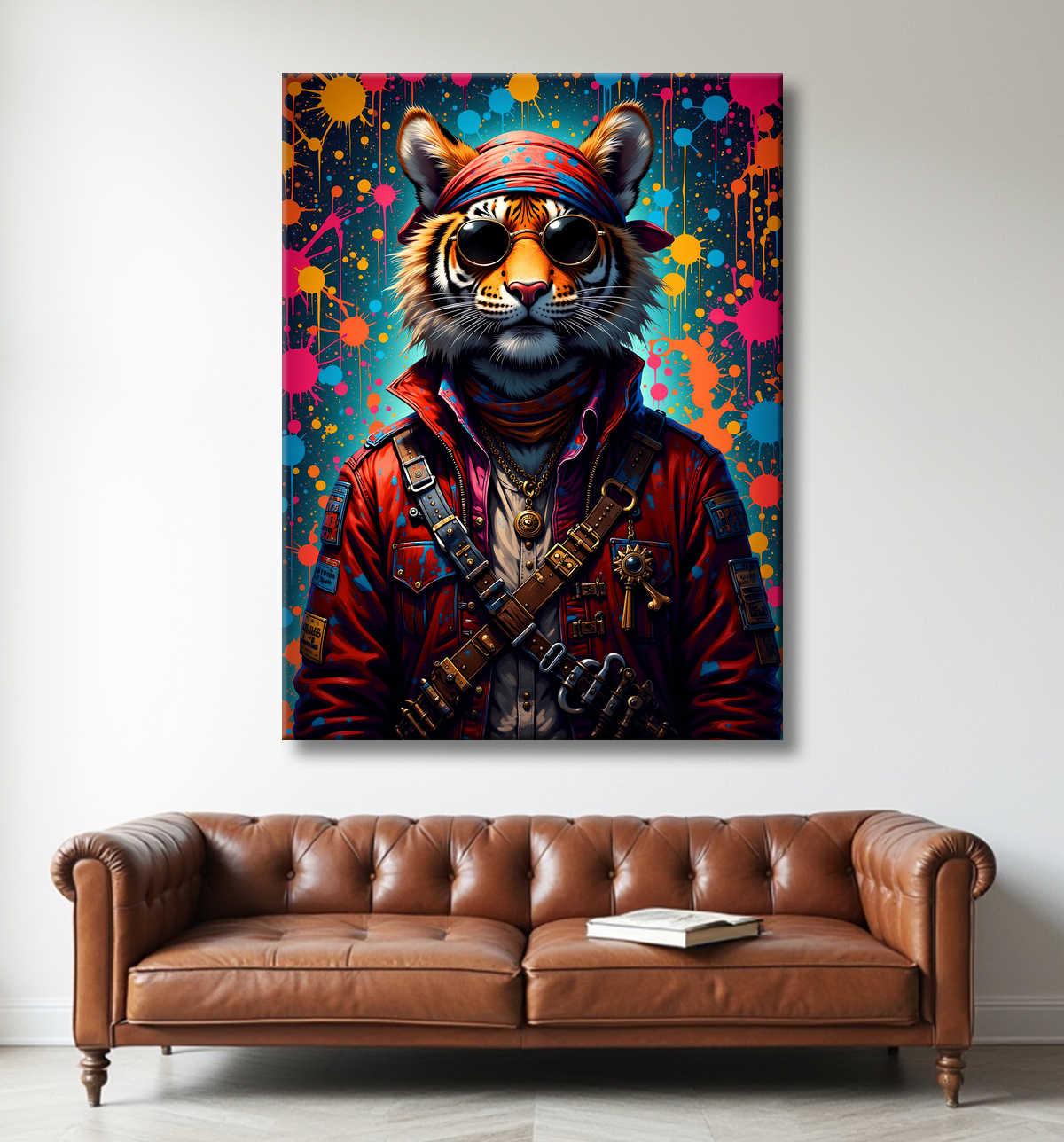 Tableau tigre graffiti - Décoration murale ultra colorée et graphique avec decor