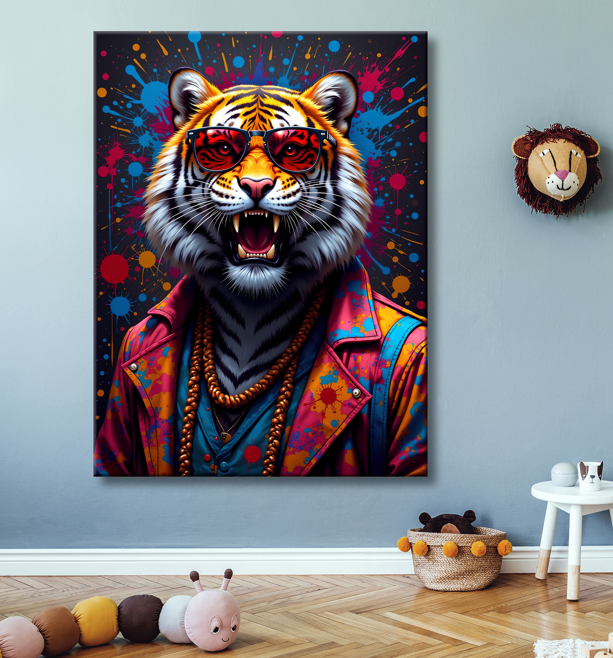 Tableau tigre graffiti - Décoration murale ultra colorée et graphique avec decor