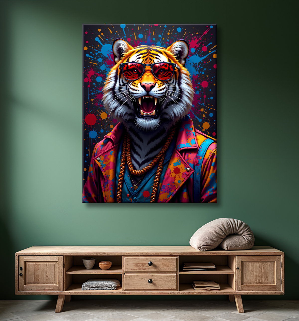 Tableau tigre graffiti - Décoration murale ultra colorée et graphique avec decor