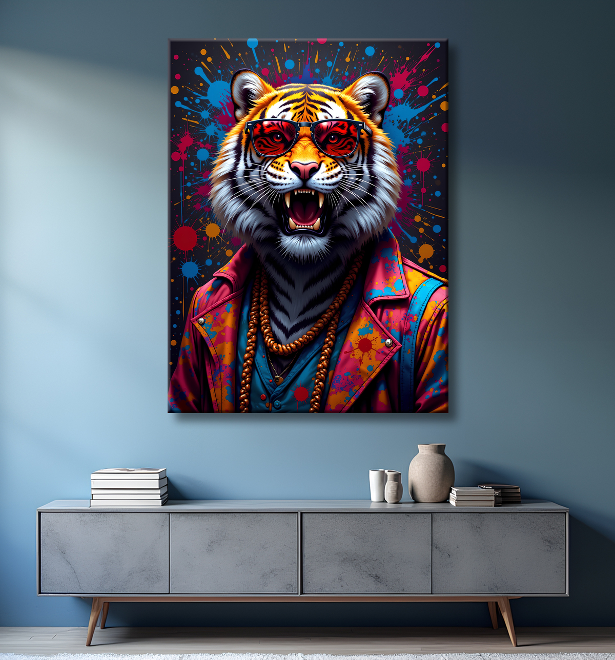 Tableau tigre graffiti - Décoration murale ultra colorée et graphique avec decor