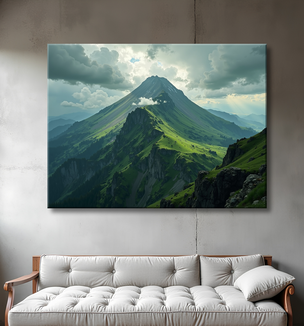 Tableau paysage volcanique spectaculaire avec decor
