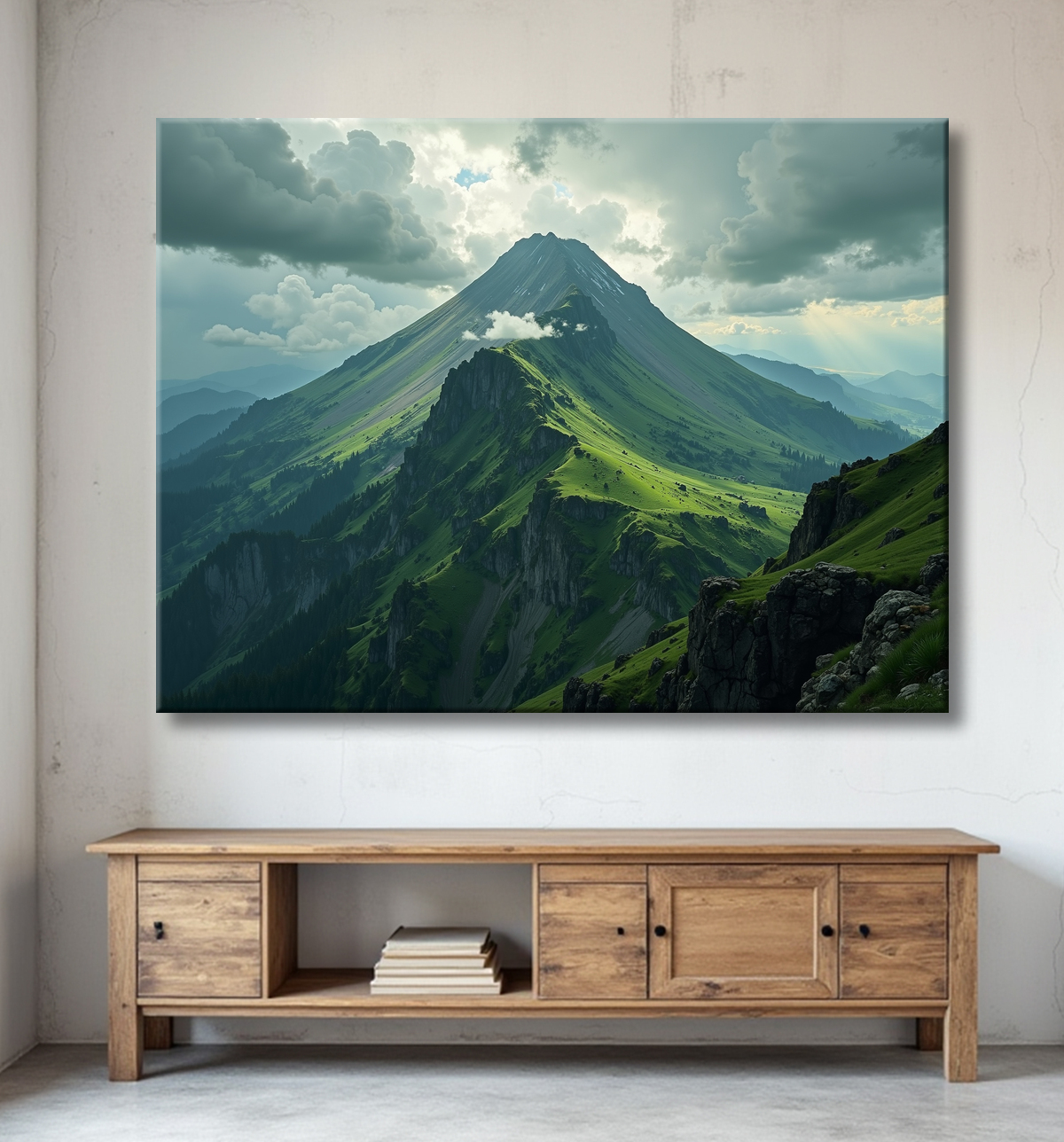 Tableau paysage volcanique spectaculaire avec decor
