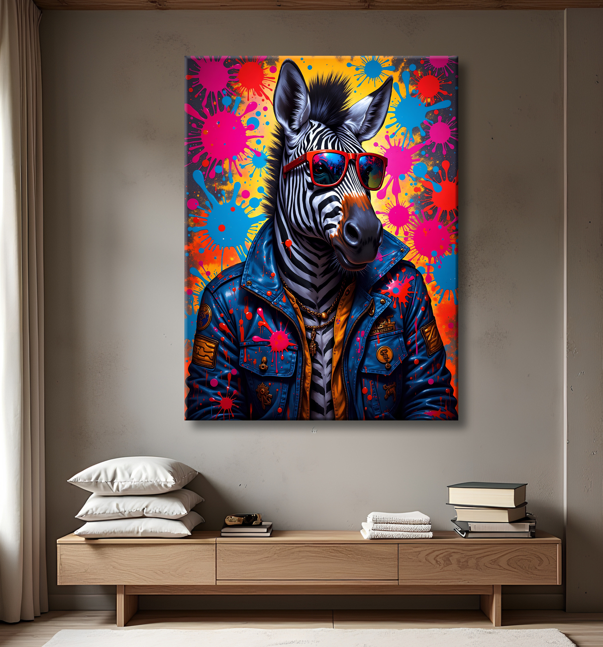 Tableau zèbre graffiti - Art mural audacieux et ultra coloré avec decor