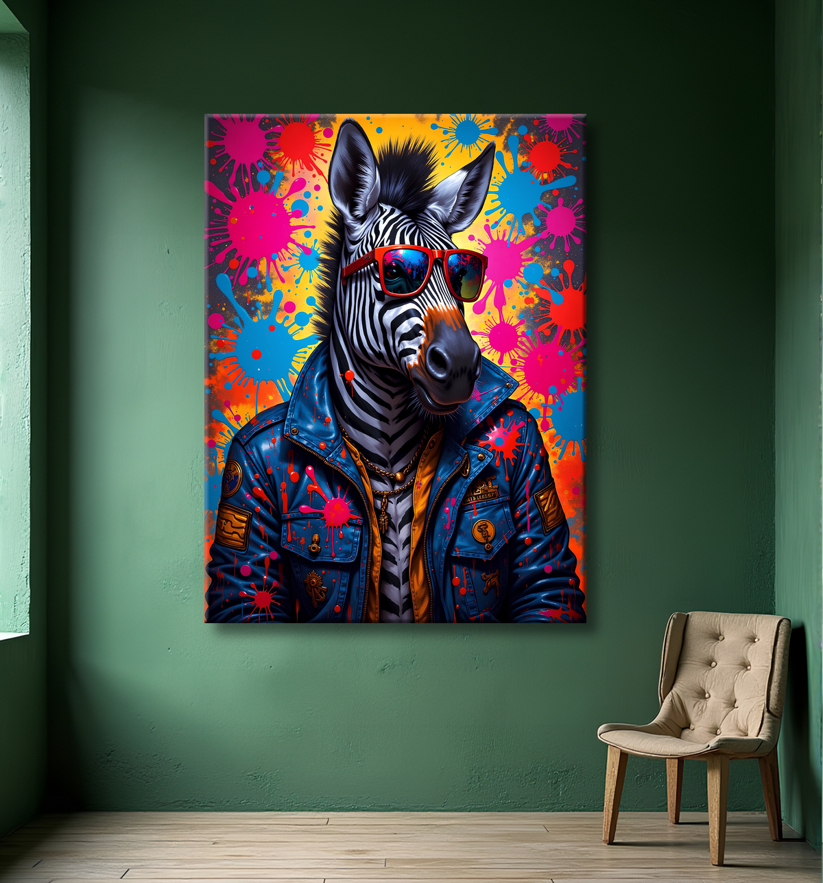 Tableau zèbre graffiti - Art mural audacieux et ultra coloré avec decor
