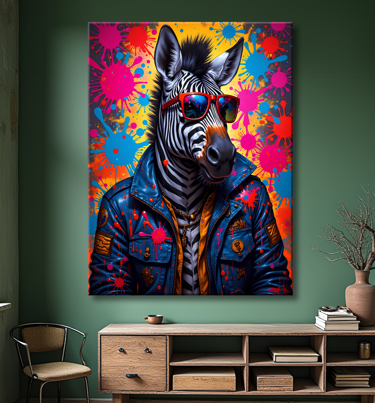 Tableau zèbre graffiti - Art mural audacieux et ultra coloré avec decor