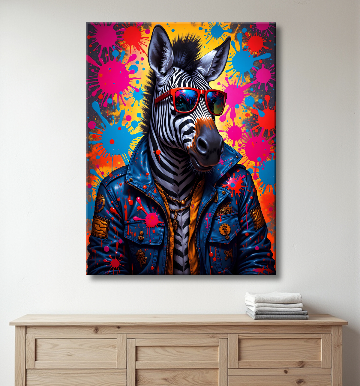 Tableau zèbre graffiti - Art mural audacieux et ultra coloré avec decor
