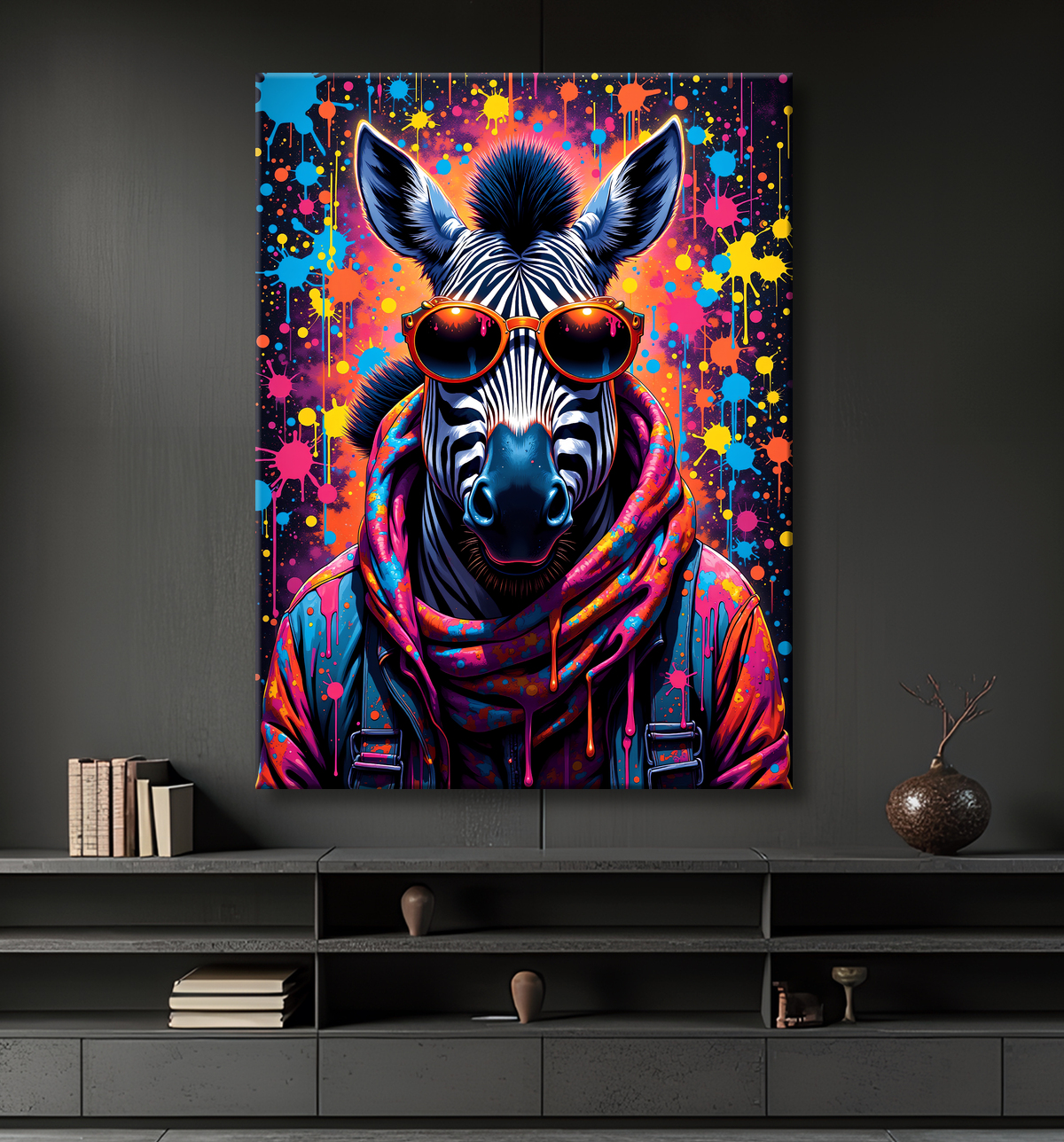 Tableau zèbre graffiti - Art mural audacieux et ultra coloré avec decor