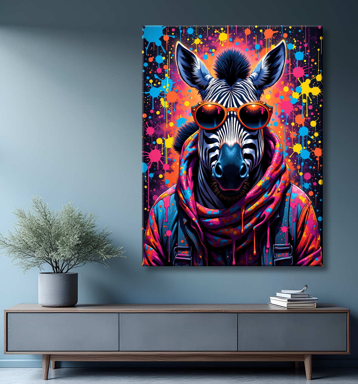 Tableau zèbre graffiti - Art mural audacieux et ultra coloré avec decor