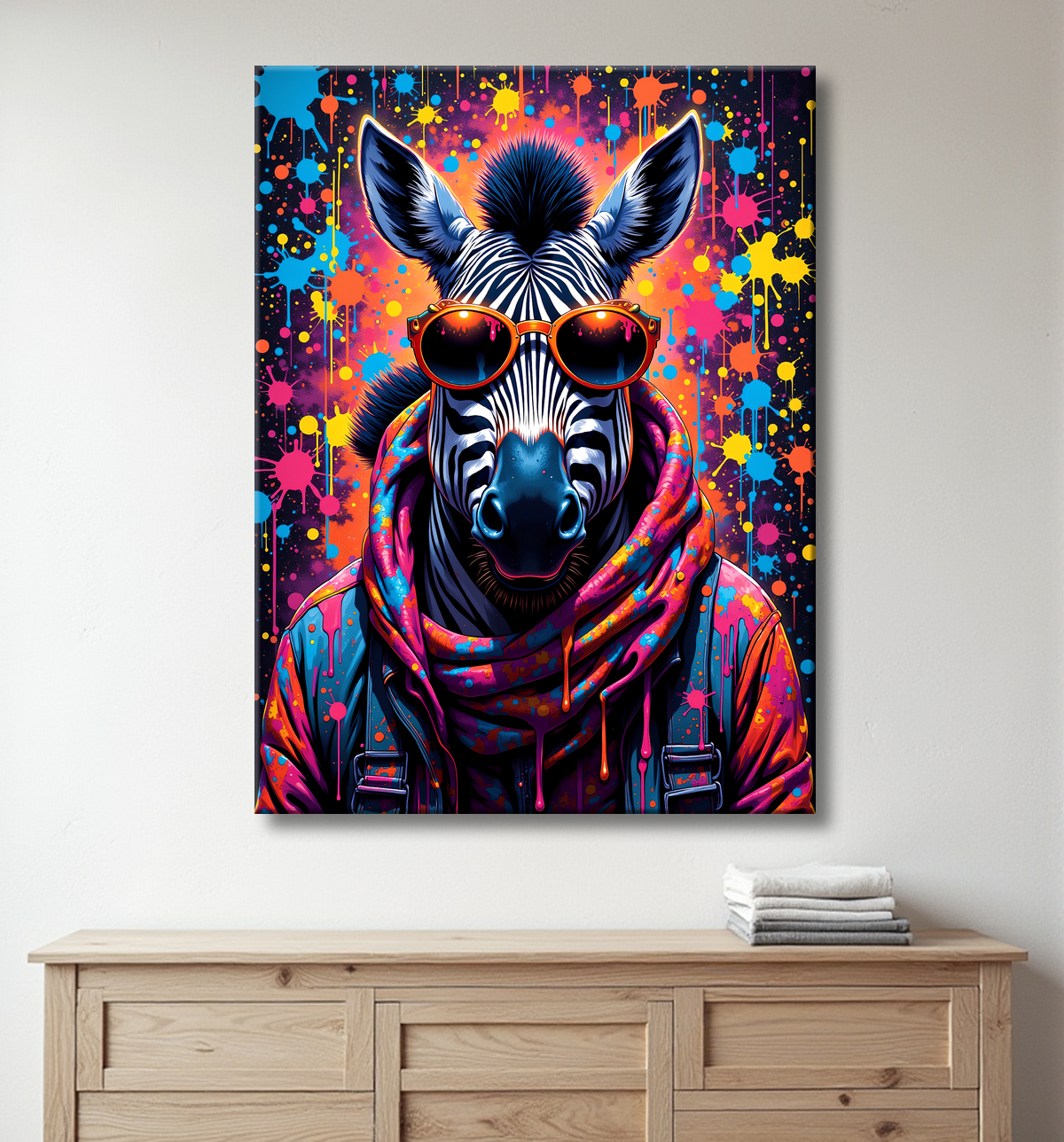 Tableau zèbre graffiti - Art mural audacieux et ultra coloré avec decor