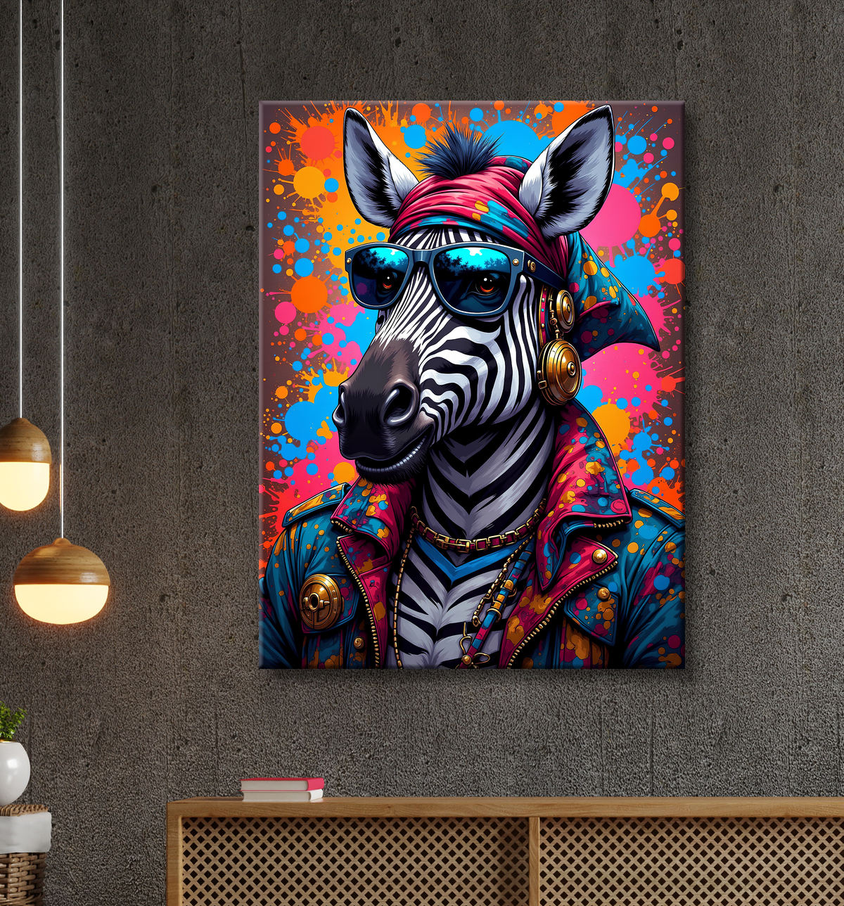 Tableau zèbre graffiti - Art mural audacieux et ultra coloré avec decor
