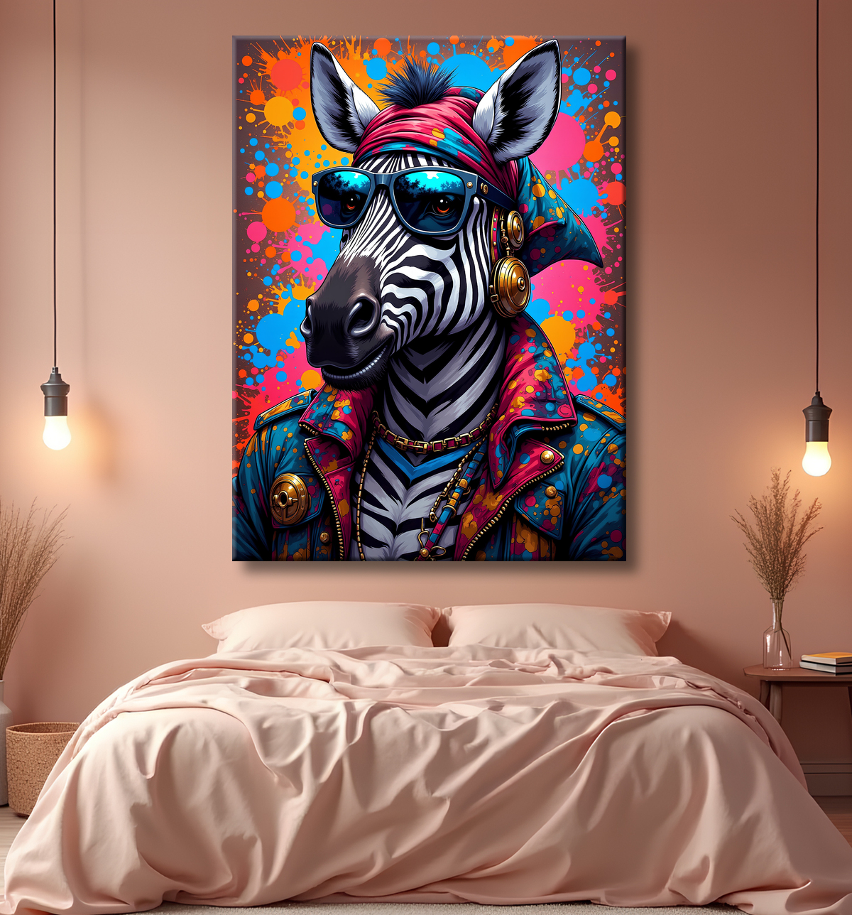 Tableau zèbre graffiti - Art mural audacieux et ultra coloré avec decor