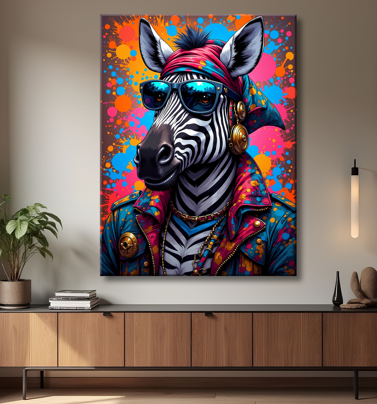 Tableau zèbre graffiti - Art mural audacieux et ultra coloré avec decor