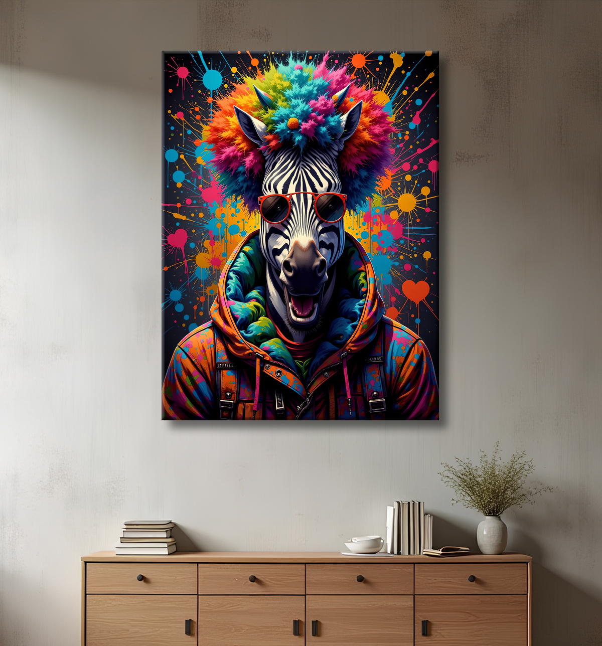 Tableau zèbre graffiti - Art mural audacieux et ultra coloré avec decor