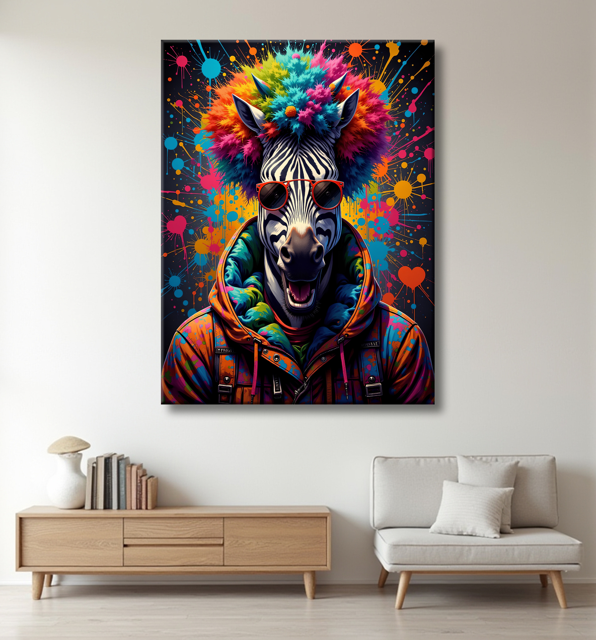 Tableau zèbre graffiti - Art mural audacieux et ultra coloré avec decor