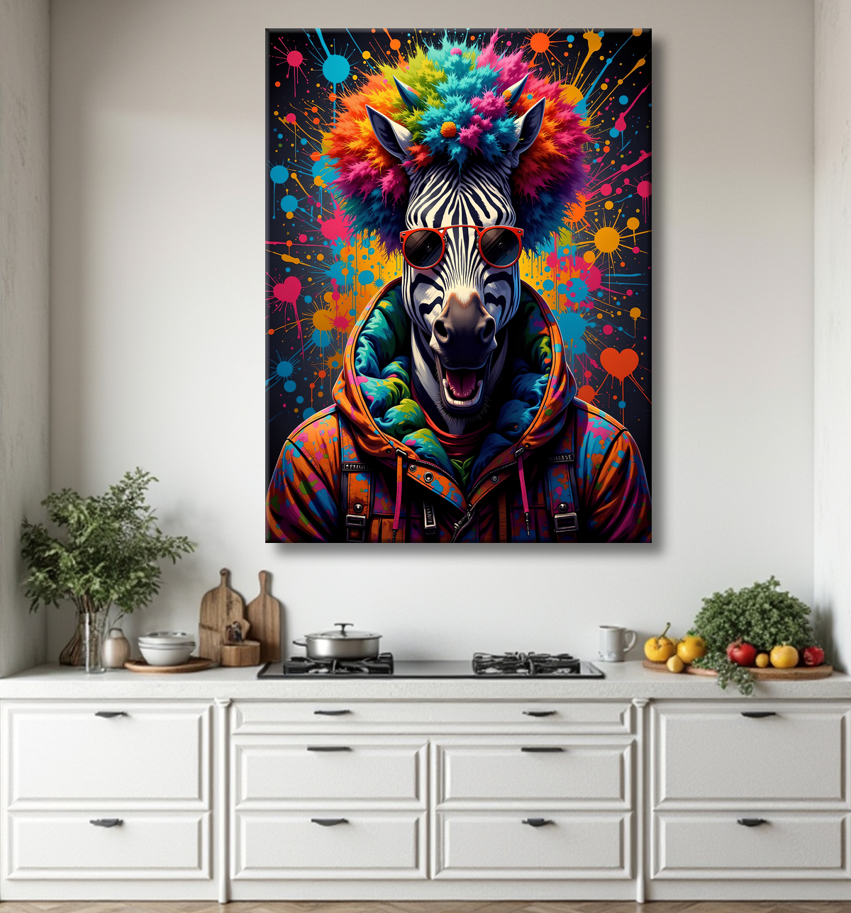 Tableau zèbre graffiti - Art mural audacieux et ultra coloré avec decor